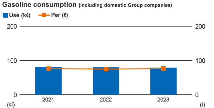 Gasoline consumption (including domestic Group companies)